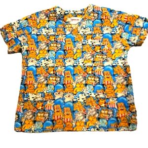 Women's cat scrub top medium